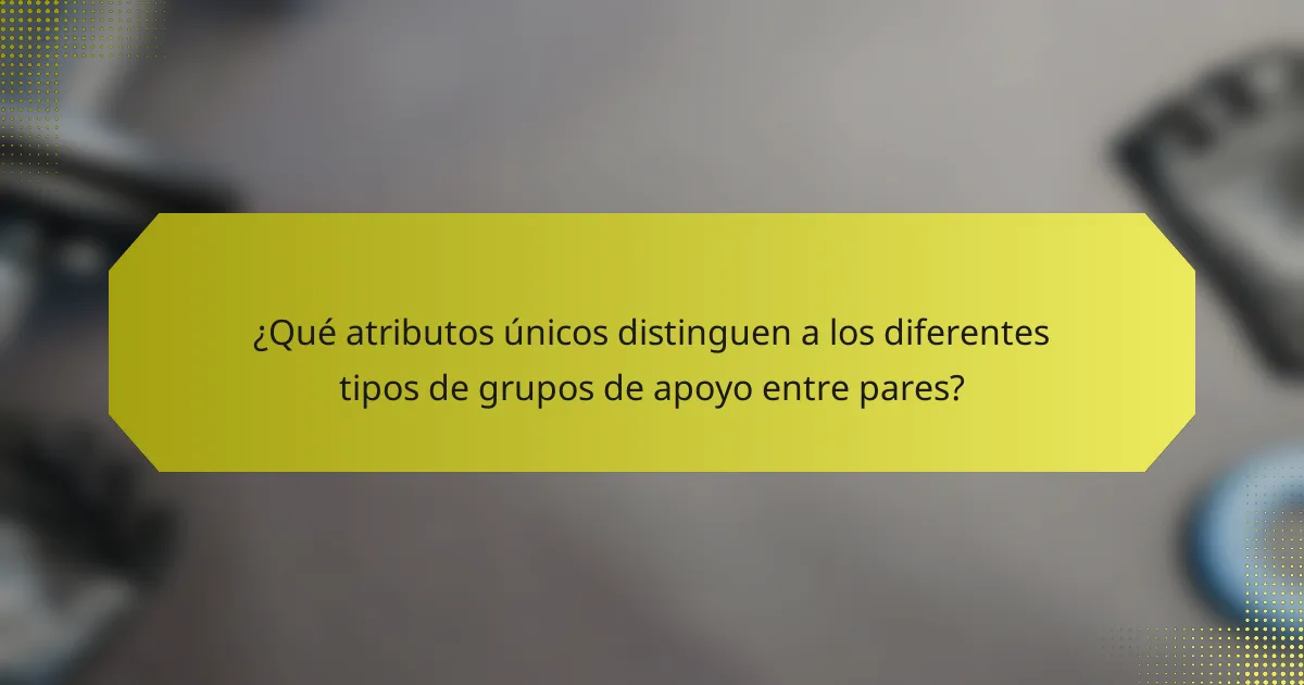 ¿Qué atributos únicos distinguen a los diferentes tipos de grupos de apoyo entre pares?