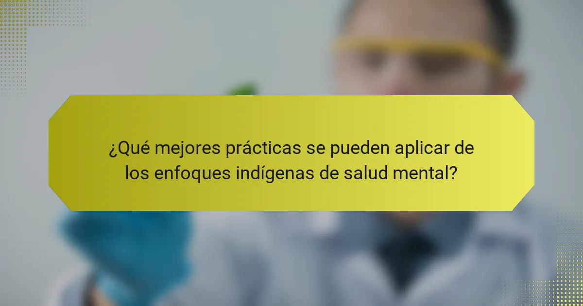 ¿Qué mejores prácticas se pueden aplicar de los enfoques indígenas de salud mental?